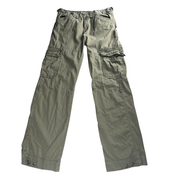 Lucky Brand Dungarees Army Green Cargo Utility Straight Leg Pants 4/27 Gorpcore - Picture 1 of 8